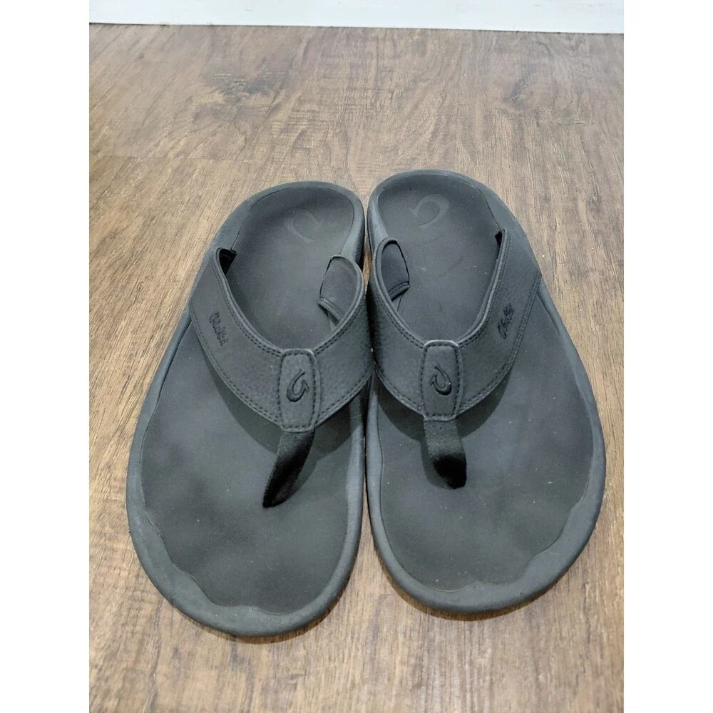 OluKai Ohana Men's Beach Sandals - Black, US 13